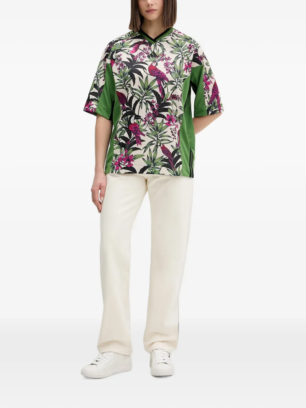 adidas x Farm Rio Top a fiori con scollo a V - Verde