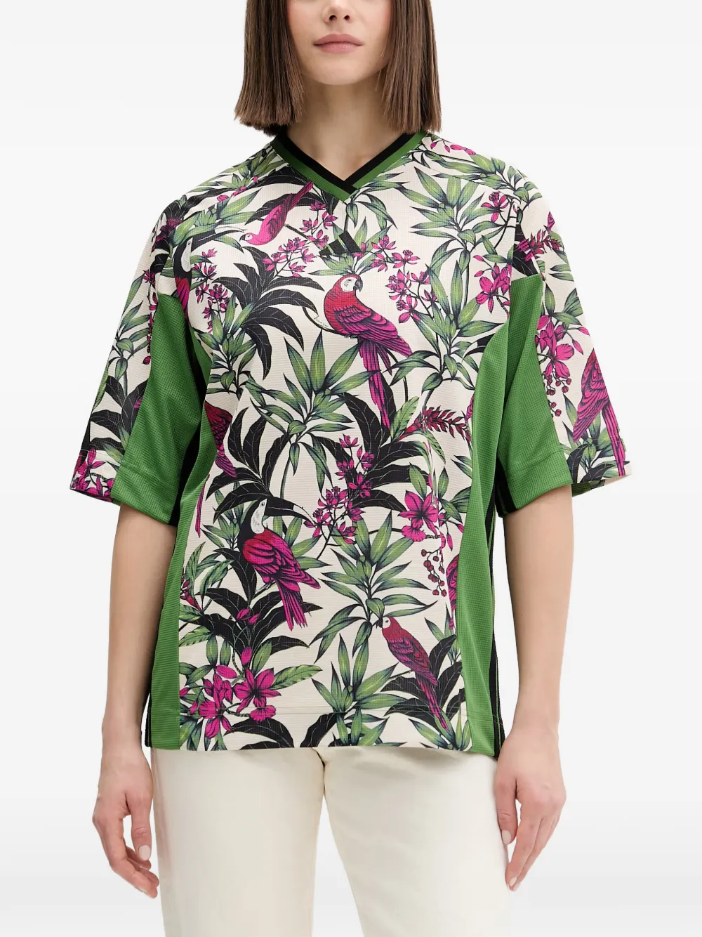 adidas x Farm Rio top met bloemenprint en V-hals Groen