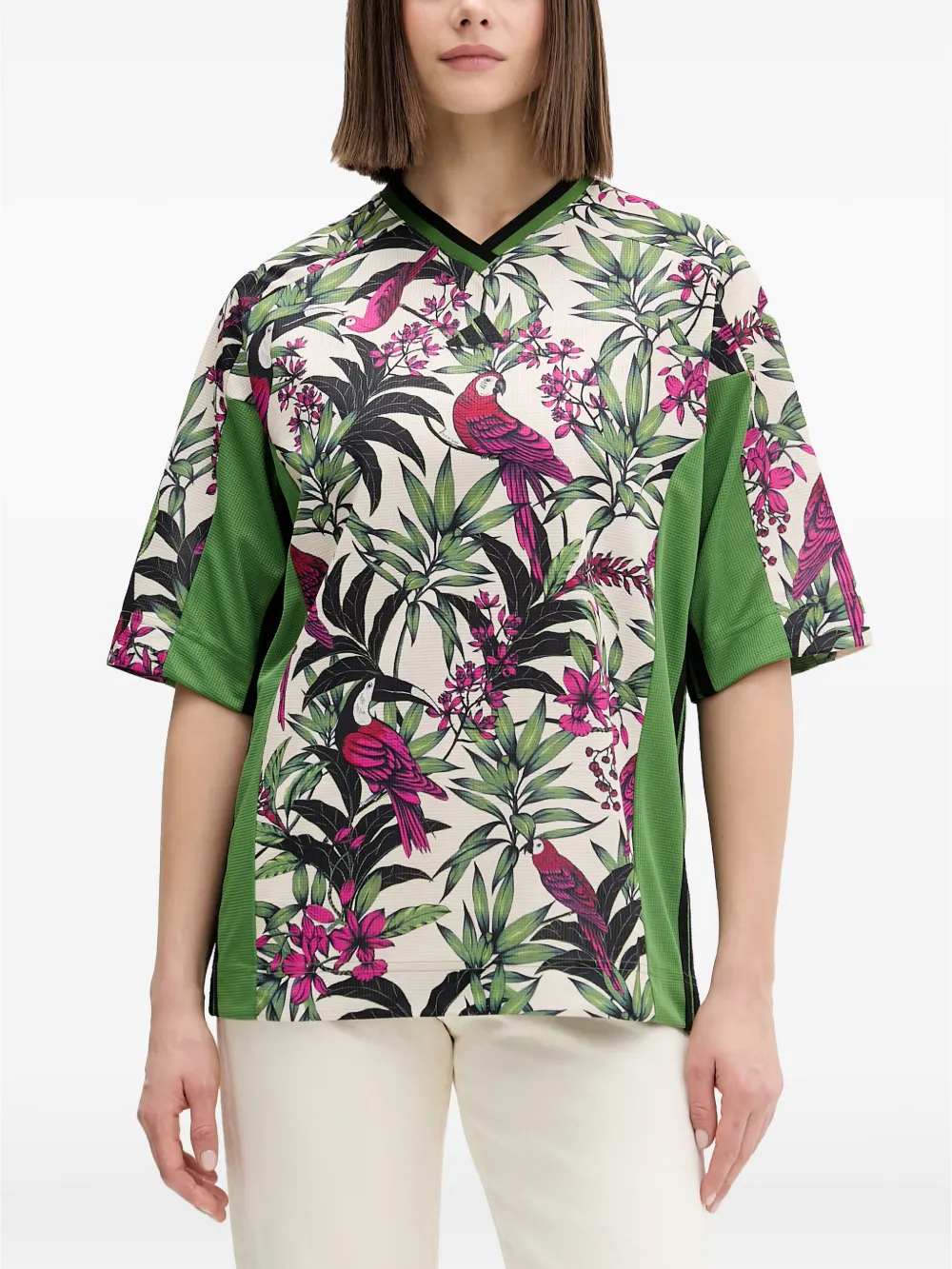 adidas x Farm Rio top met bloemenprint en V-hals Groen
