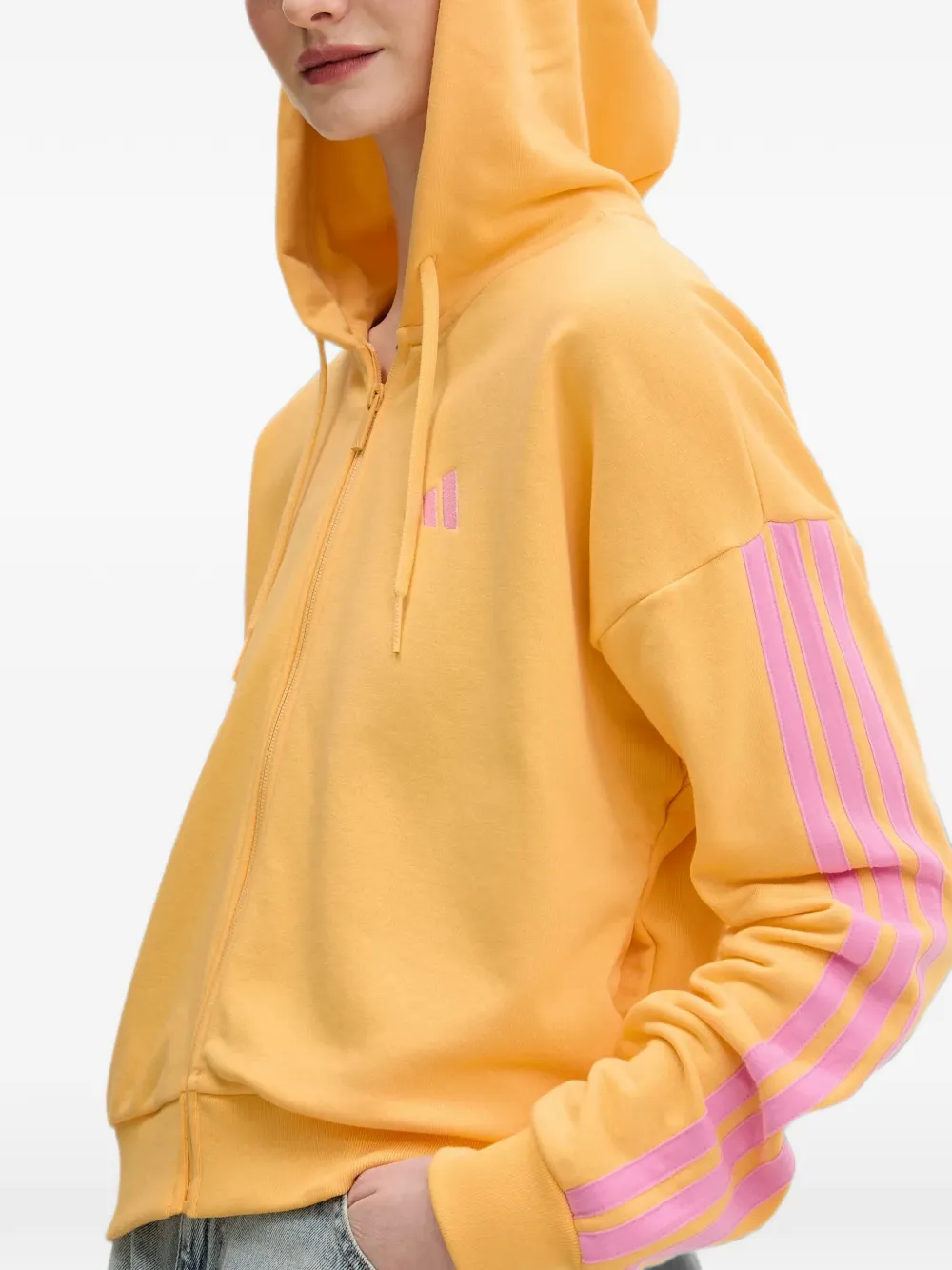 adidas logo-embroidered zip-up hoodie Oranje