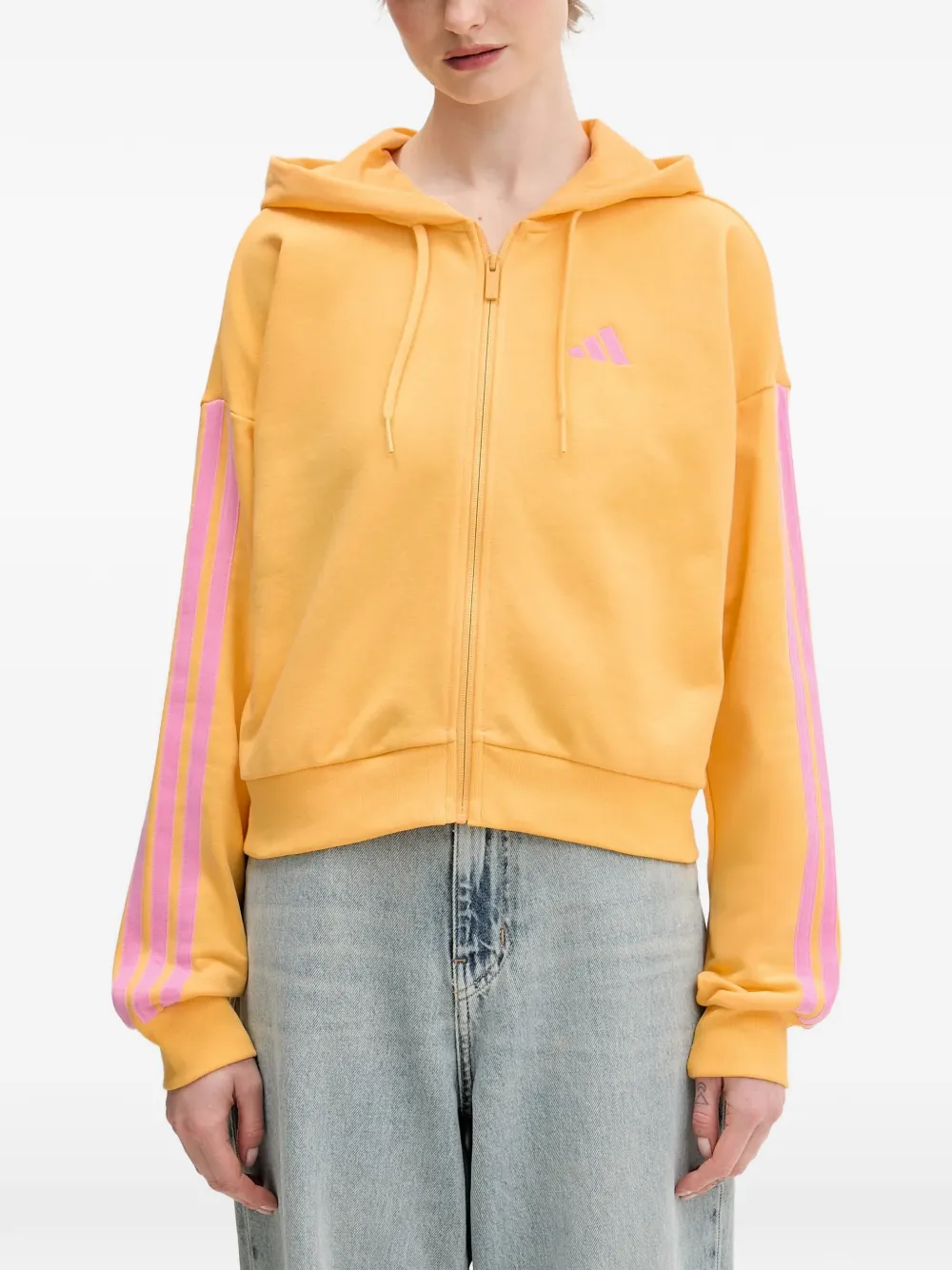 adidas logo-embroidered zip-up hoodie Oranje
