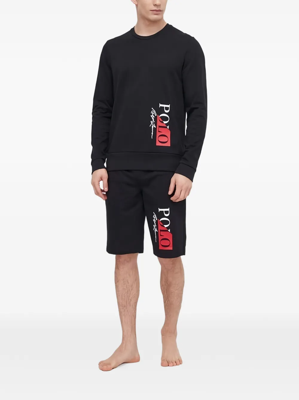 Polo Ralph Lauren Pyjamatop met lange mouwen en logo Zwart