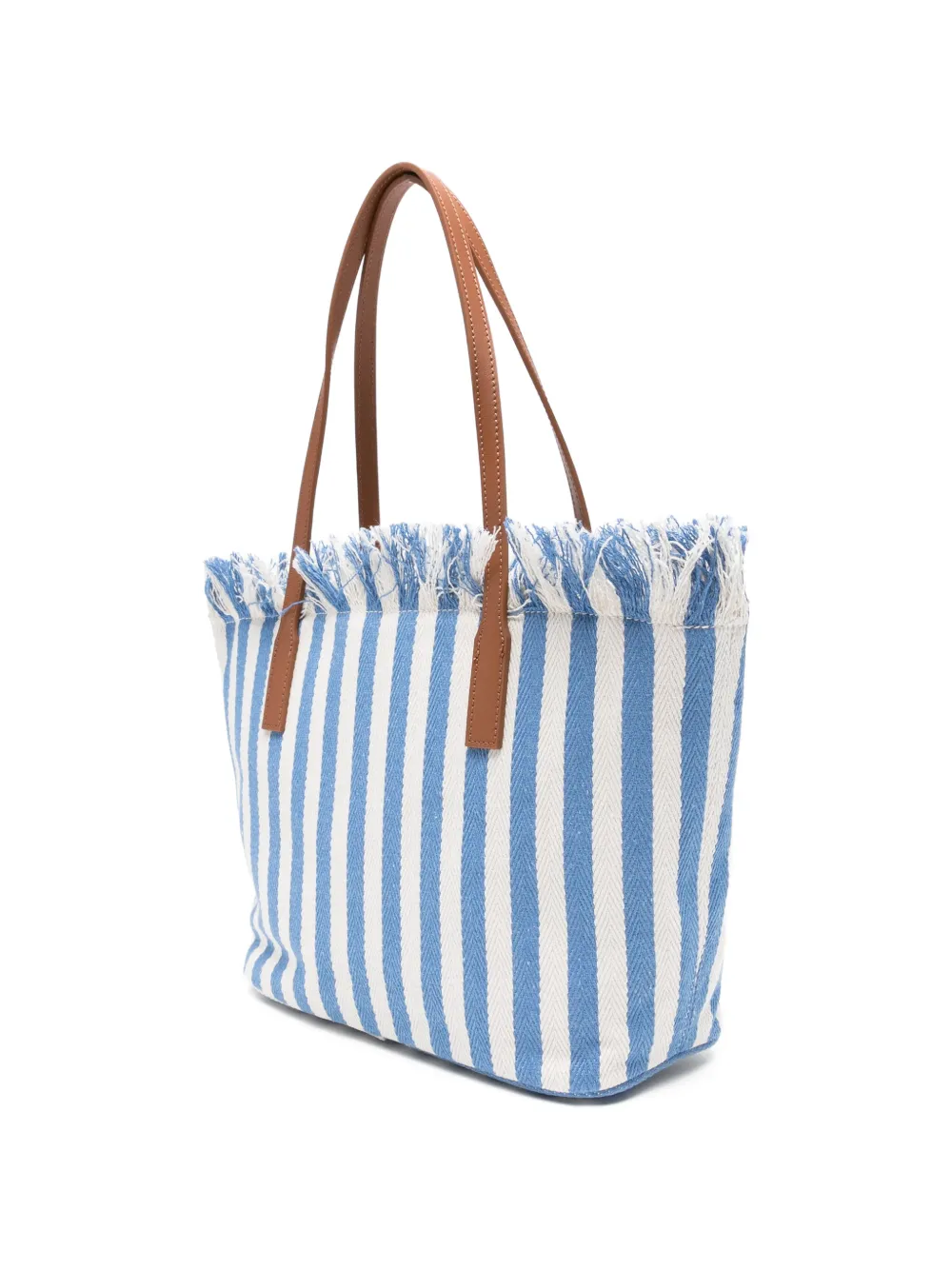 MC2 Saint Barth Vanity gestreepte shopper met franje Blauw