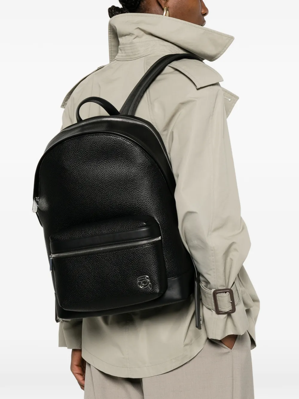  Karl Lagerfeld Logo-plaque Zipped Backpack - Black 
