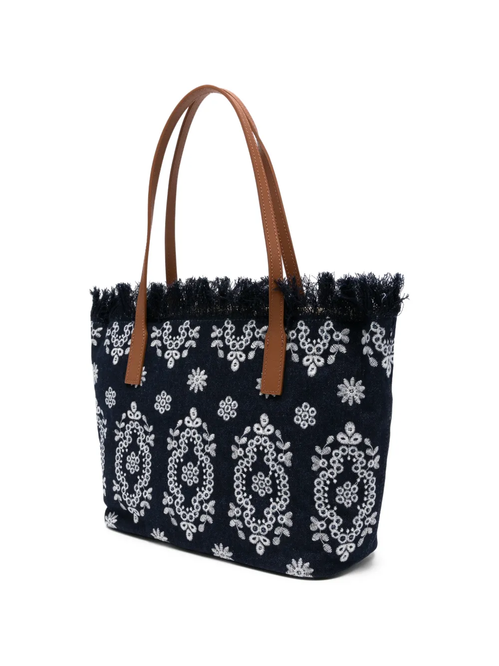  Mc2 Saint Barth City Fringed Floral Tote Bag - Blue 