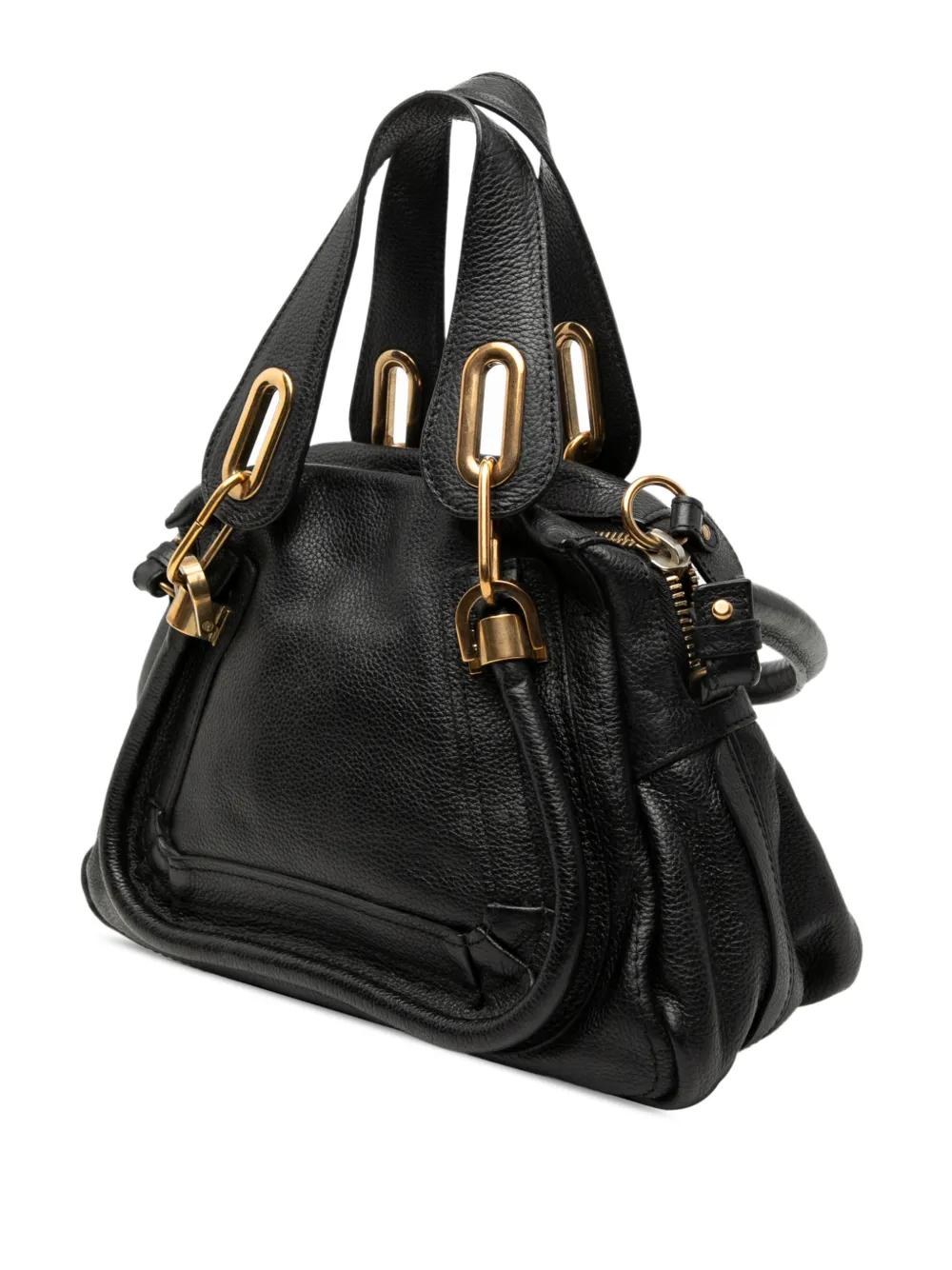  Chloé Pre-owned 2012 Small Pebbled Leather Paraty Satchel - Black 