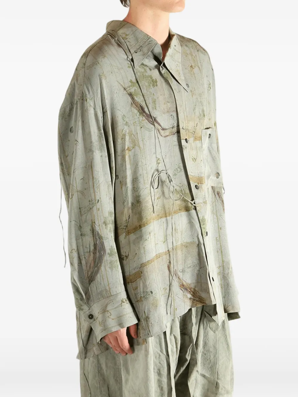 Ziggy Chen Overhemd met abstracte print Groen