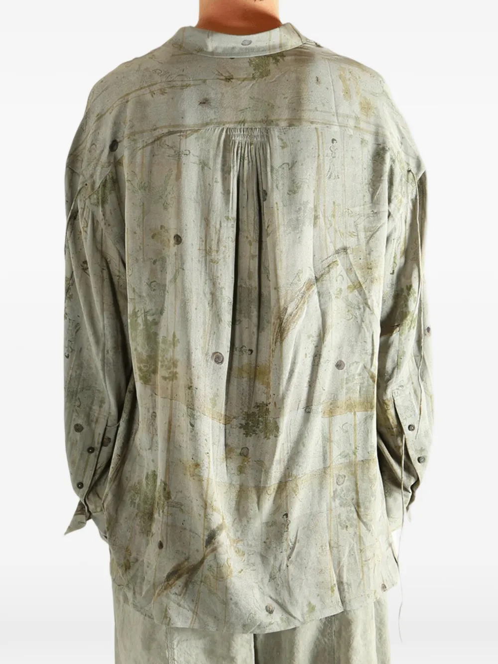 Ziggy Chen Overhemd met abstracte print Groen