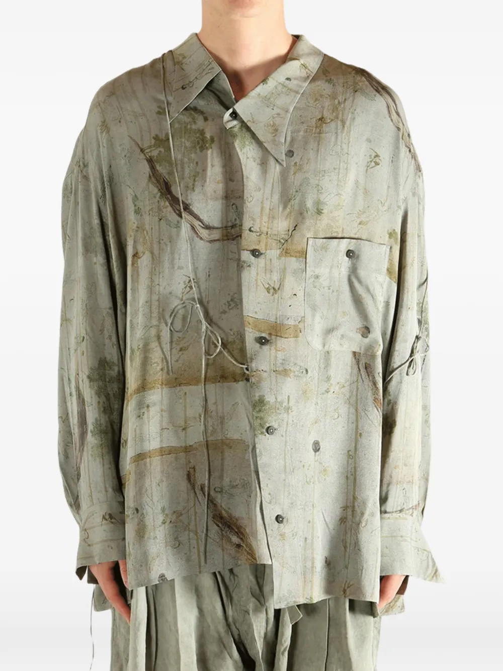 Ziggy Chen Overhemd met abstracte print Groen