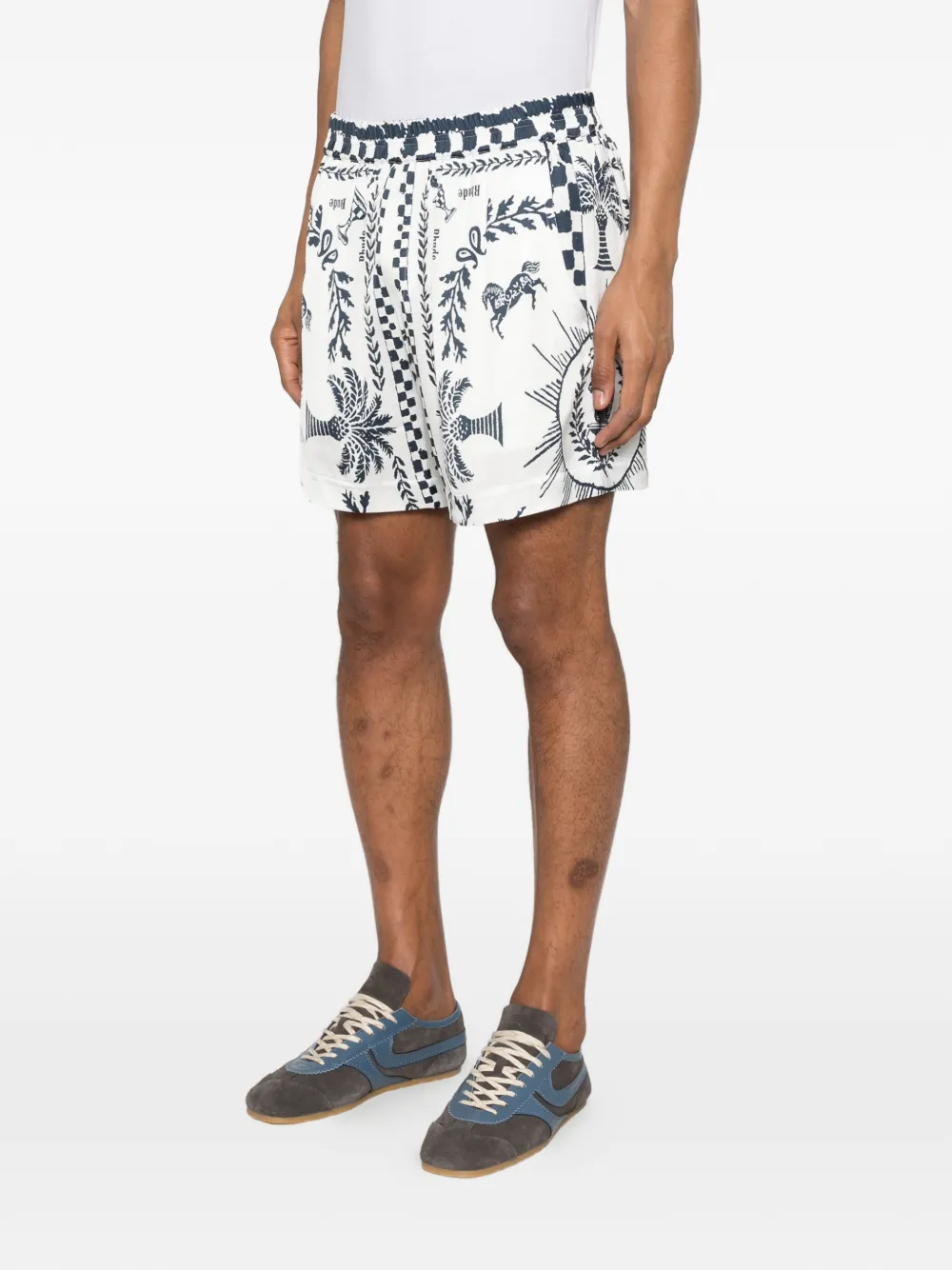  Rhude Patterned Elasticated Shorts - White 