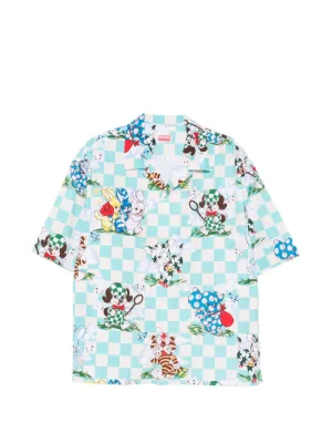 KENZO ケンゾー 花柄 チェック 比翼 シャツ 34 ホワイト ネイビー KENZO（ケンゾー） tシャツ 'KENZO Archive Rose' Tシャツ イン