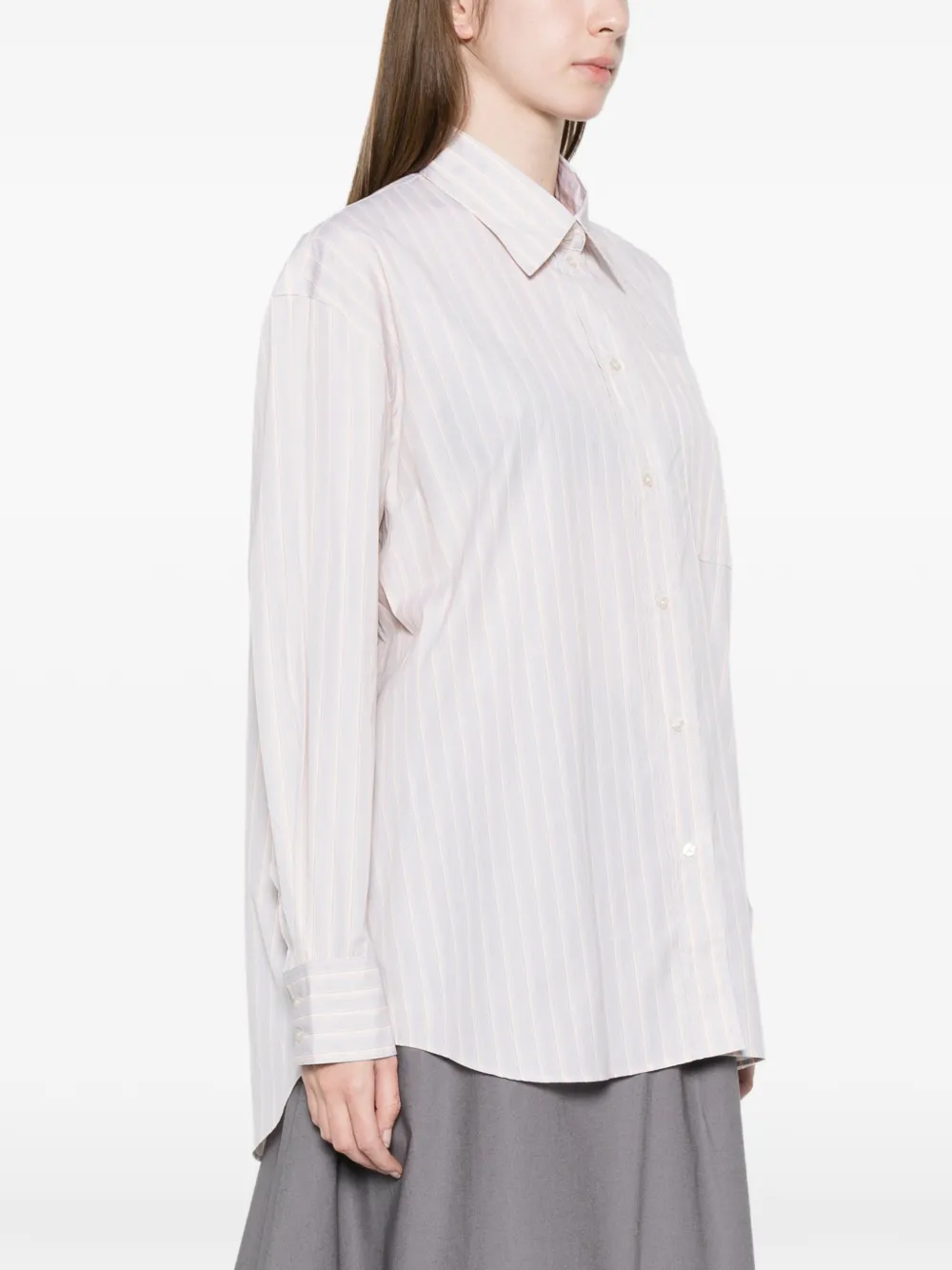 Soeur Gestreept blouse met gewelfde afwerking Grijs