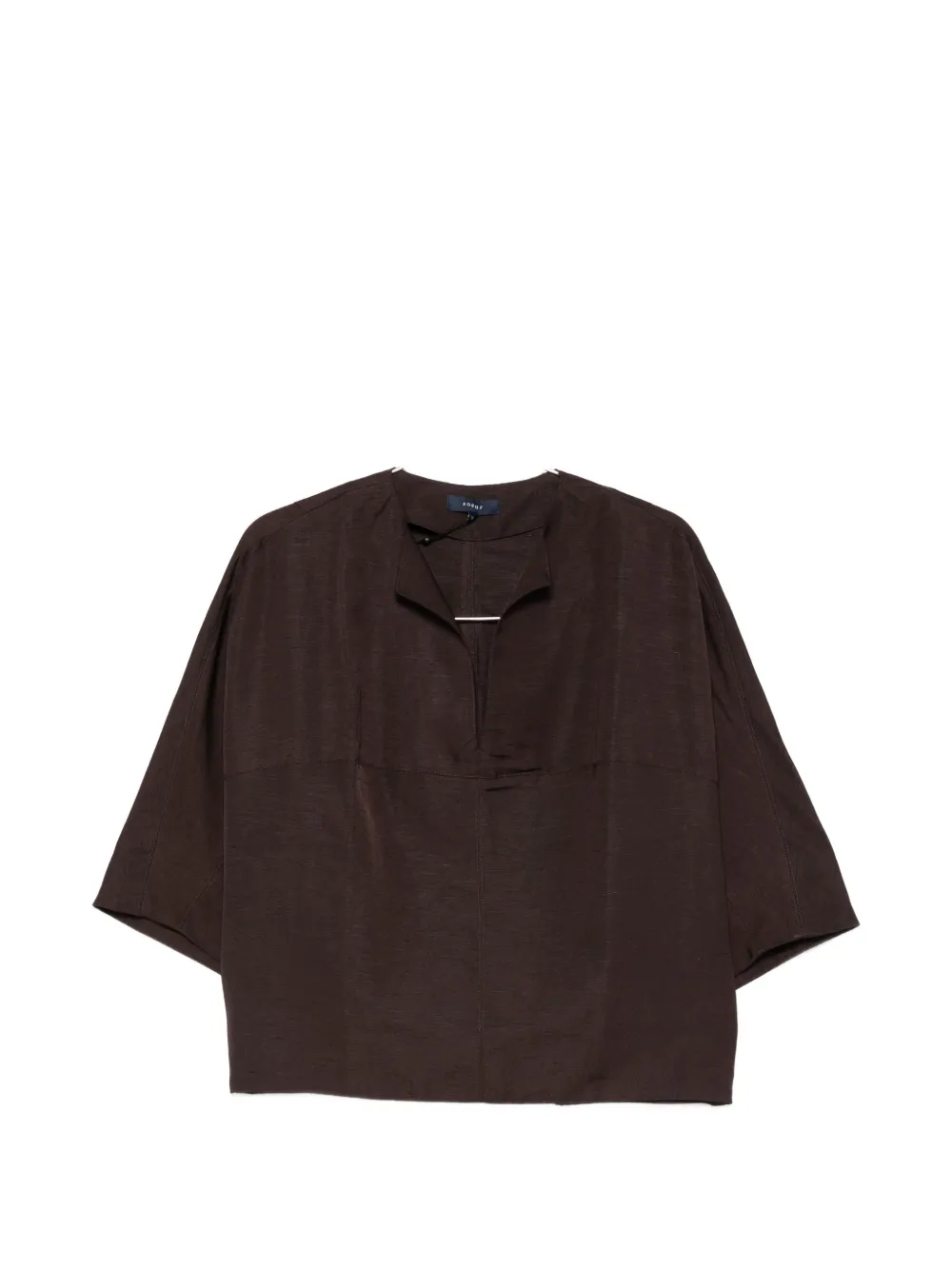 Soeur Ilona V-neck Short-sleeve Blouse In Brown