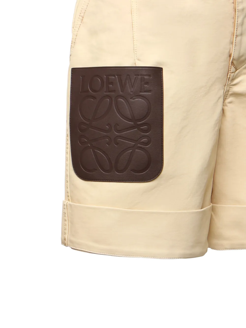  Loewe Cuffed Logo Shorts - Neutrals 