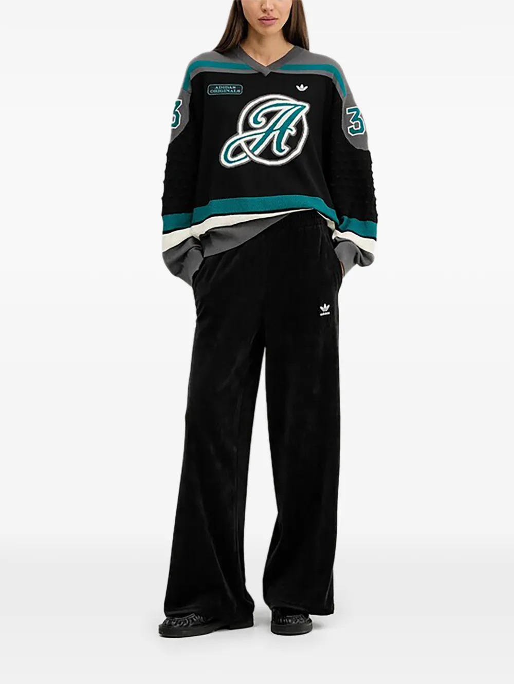 adidas Ribfluwelen broek Zwart