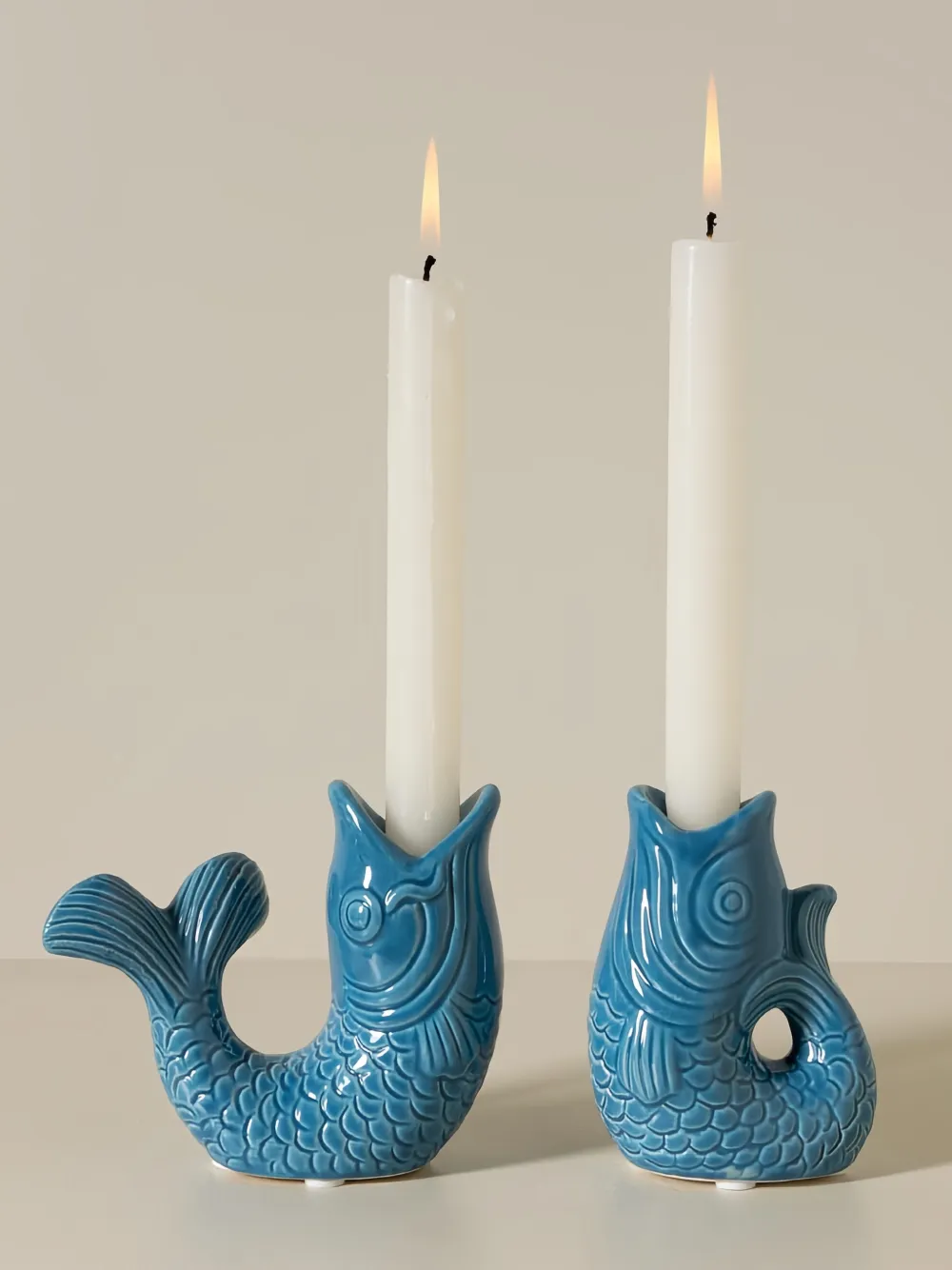 Cu I Seeyou Fish-design Candle Holder (set Of Two) - Blue 