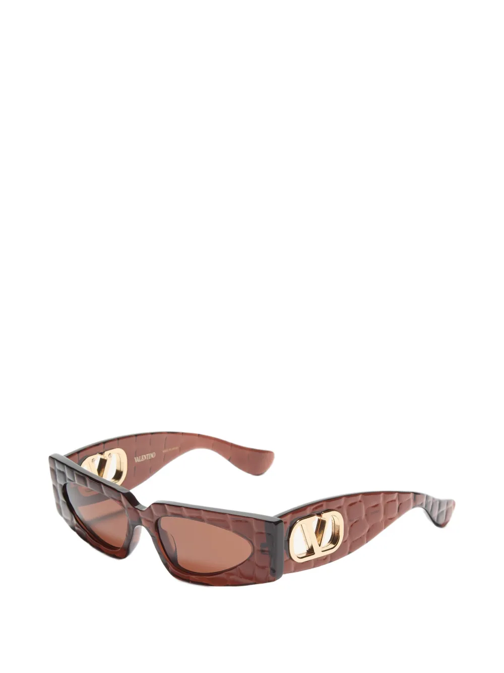 VALENTINO GARAVANI EYEWEAR Zonnebril met rechthoekig acetaat montuur Bruin