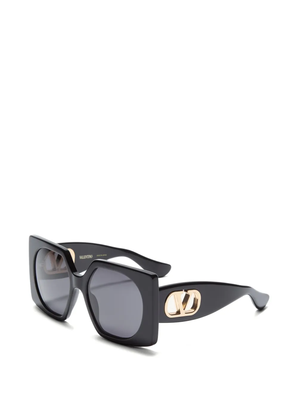 VALENTINO GARAVANI EYEWEAR Zonnebril met rechthoekig acetaat montuur Zwart
