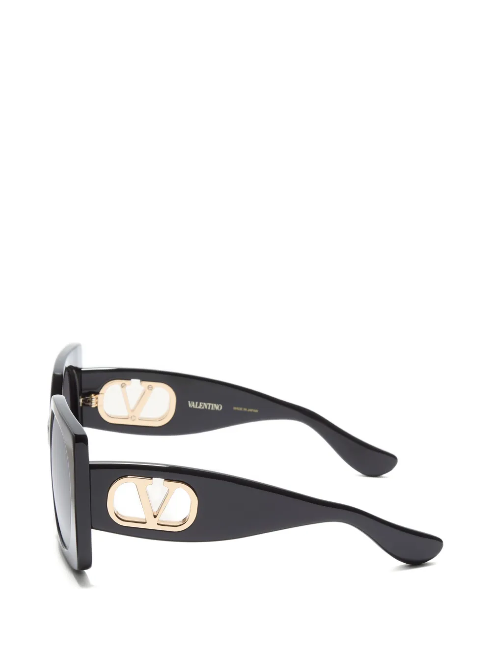 VALENTINO GARAVANI EYEWEAR Zonnebril met rechthoekig acetaat montuur Zwart