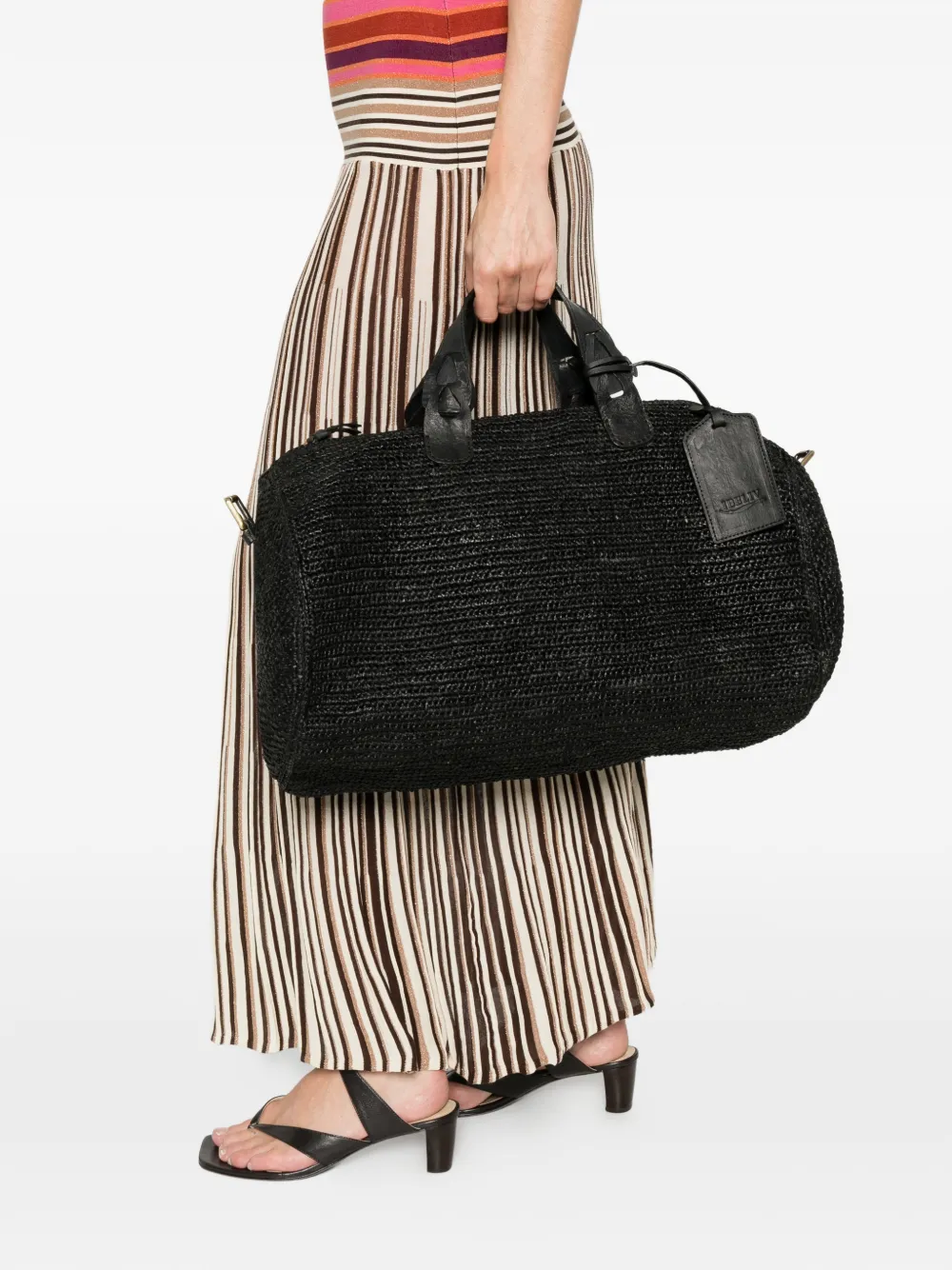 Woven Tag-Detail Tote Bag