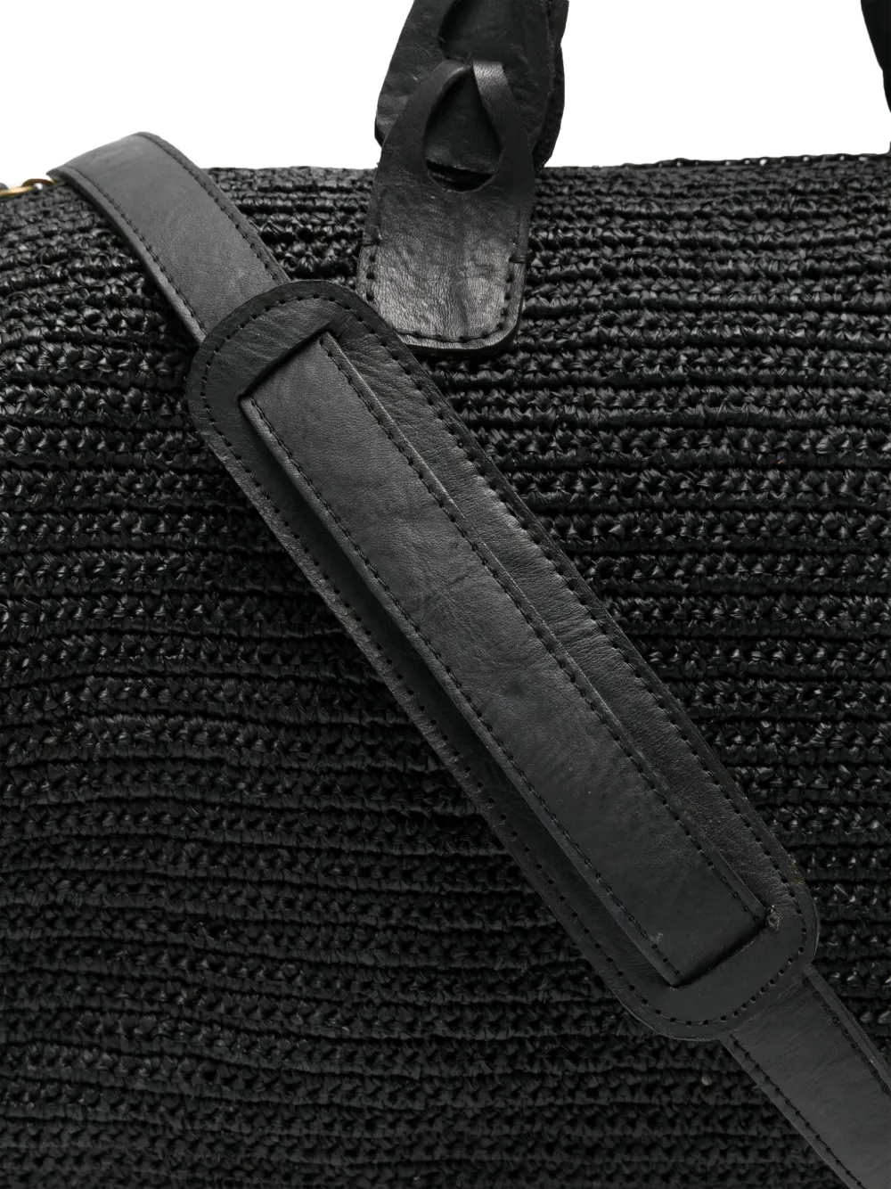 Woven Tag-Detail Tote Bag