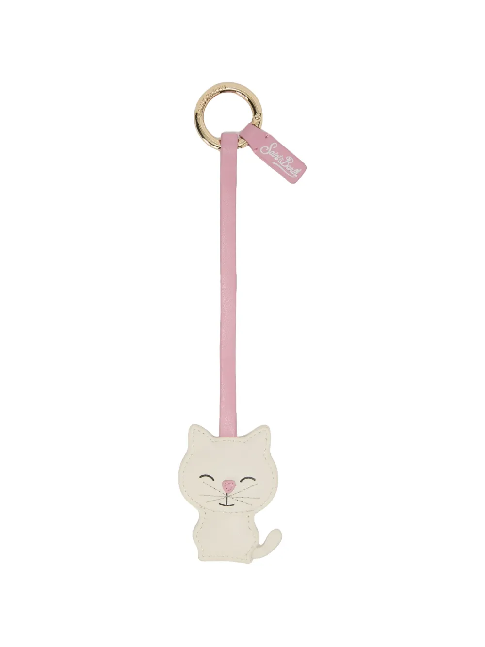 MC2 Saint Barth cat-shaped smooth leather bag charm with logo tag
