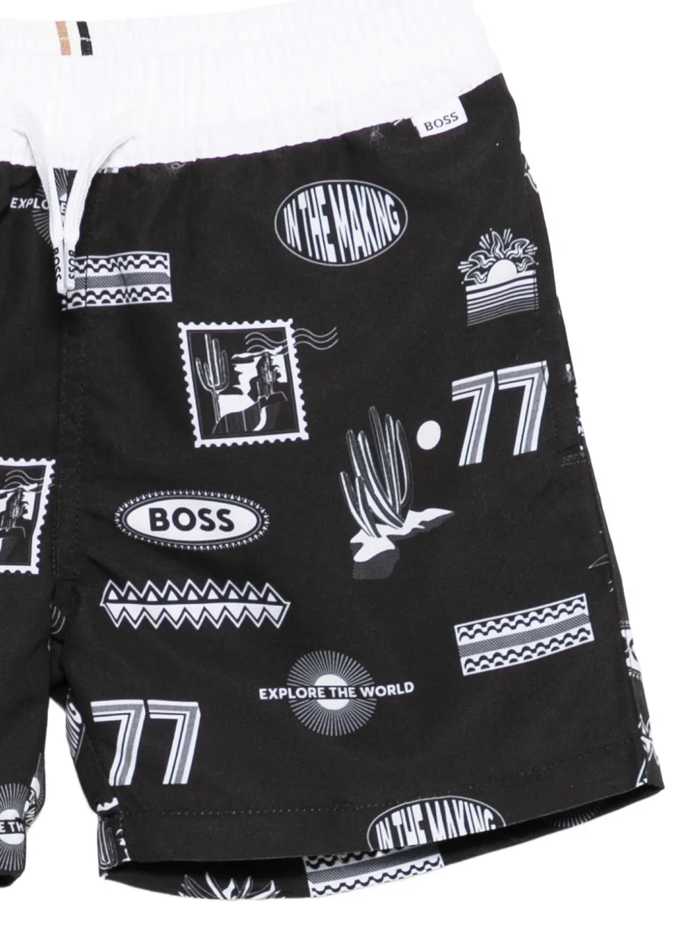 BOSS Kidswear Zwembroek met print Zwart