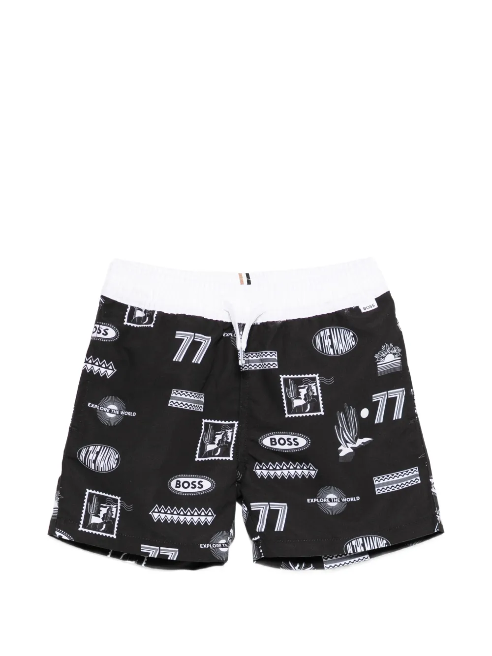 BOSS Kidswear printed swim shorts - Schwarz