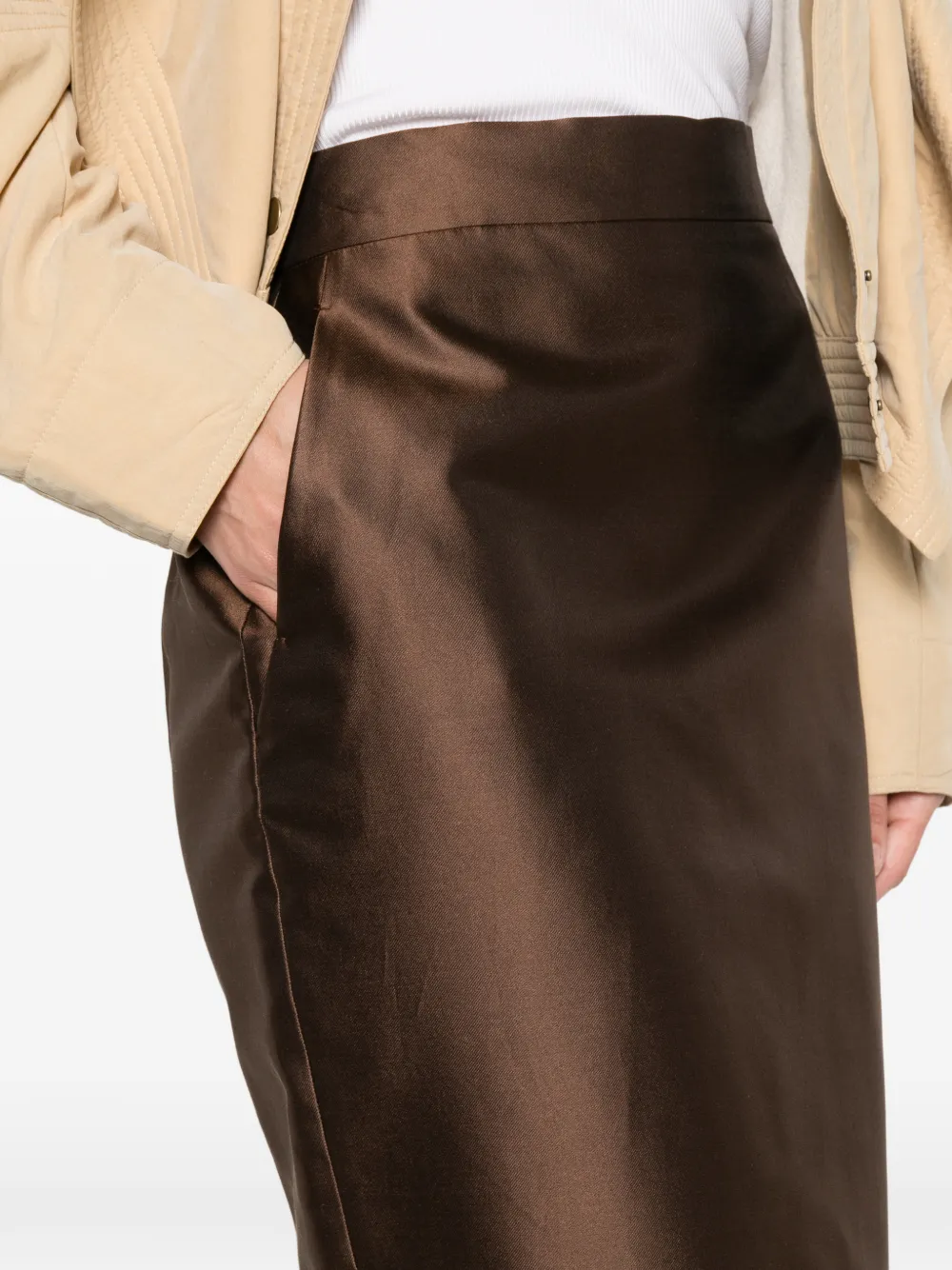 Max Mara Tegoista midi-rok met zak Bruin
