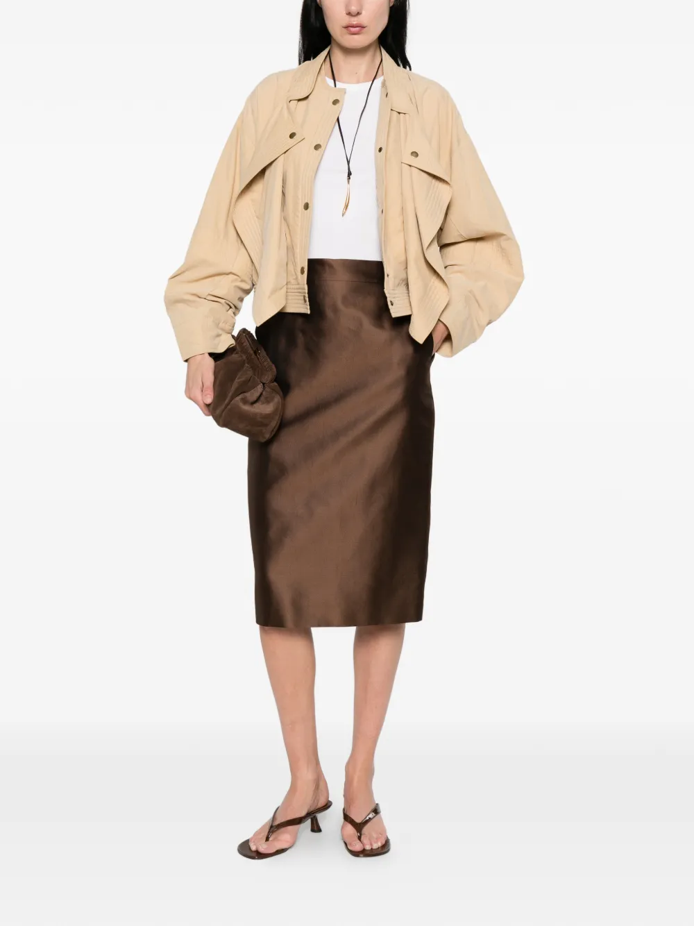 Max Mara Tegoista midi-rok met zak Bruin