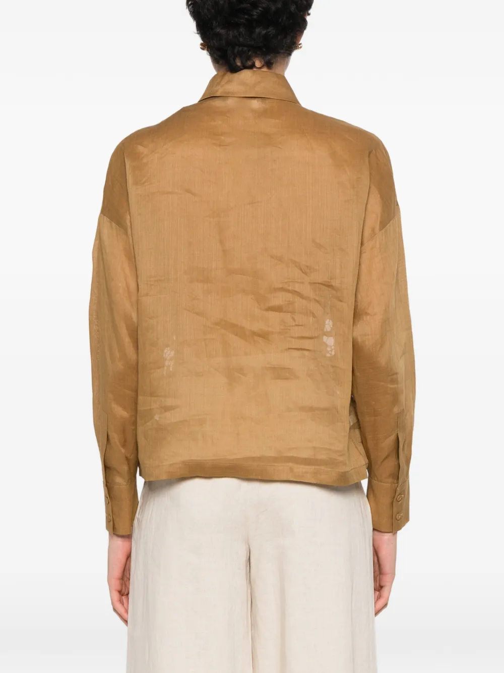 Max Mara Cayo blouse met geborduurde bloemen Bruin