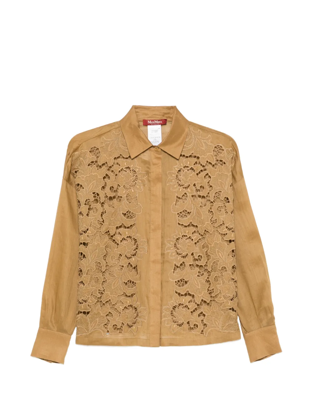 Max Mara Cali floral-embroidery shirt - Marrone