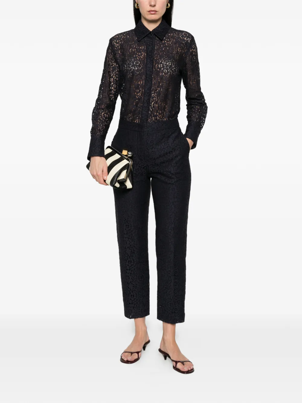 Max Mara Corona straight broek met kant Blauw