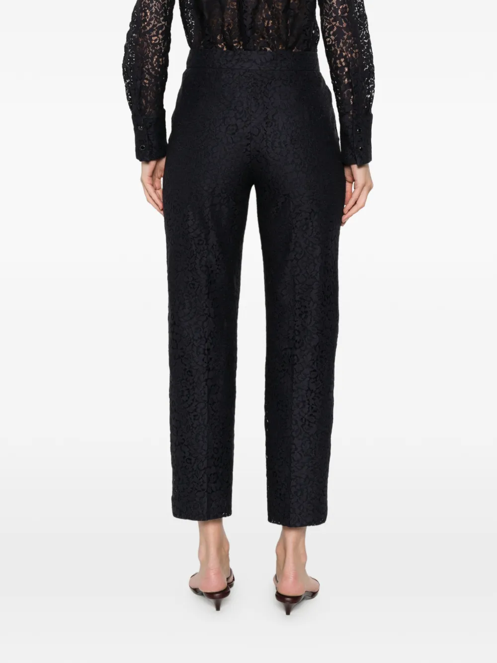 Max Mara Corona straight broek met kant Blauw