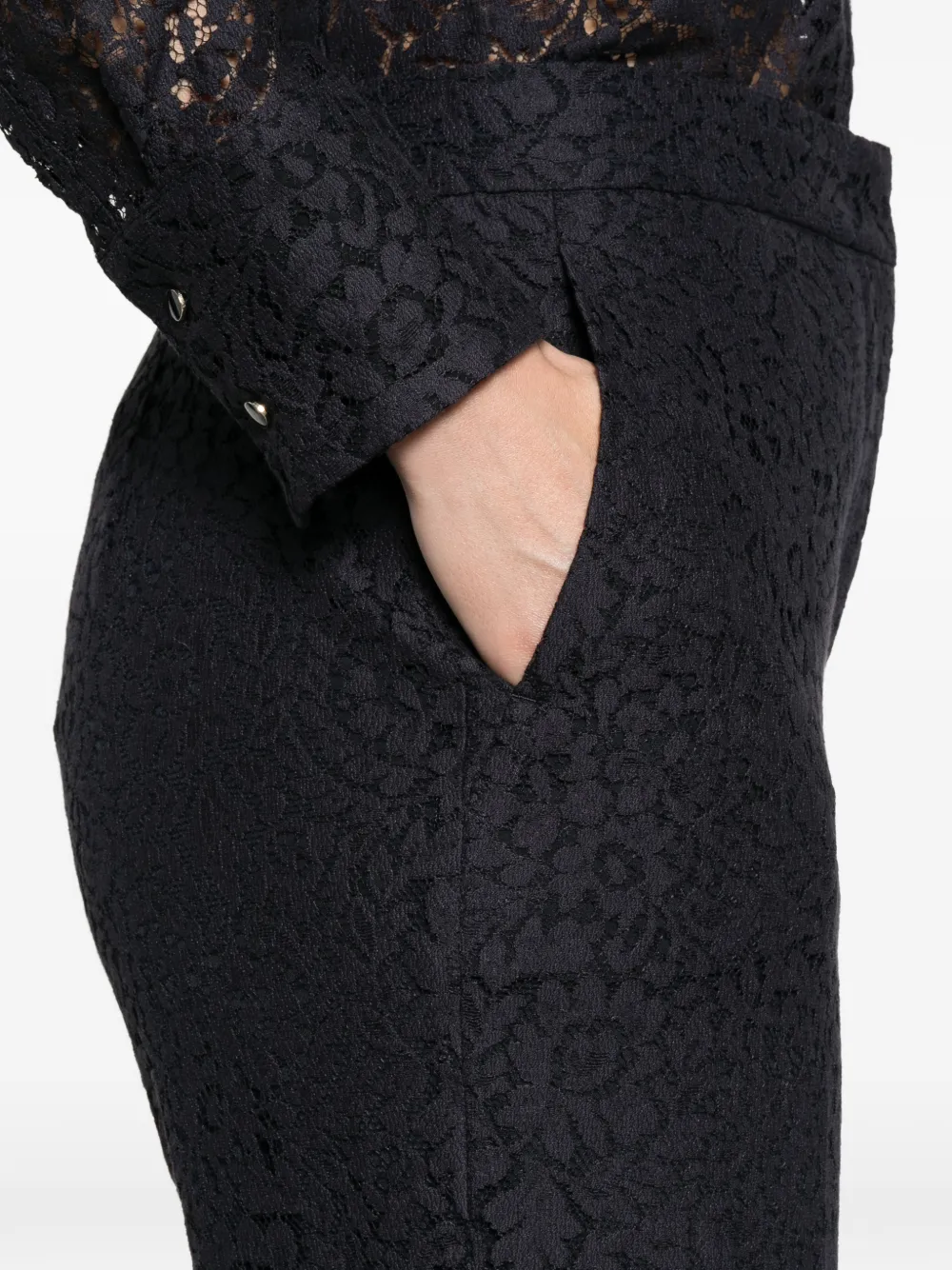 Max Mara Corona straight broek met kant Blauw