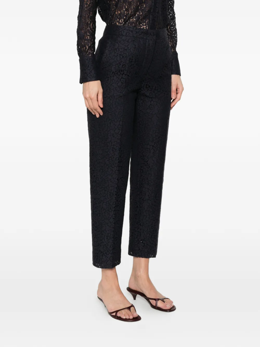 Max Mara Corona straight broek met kant Blauw