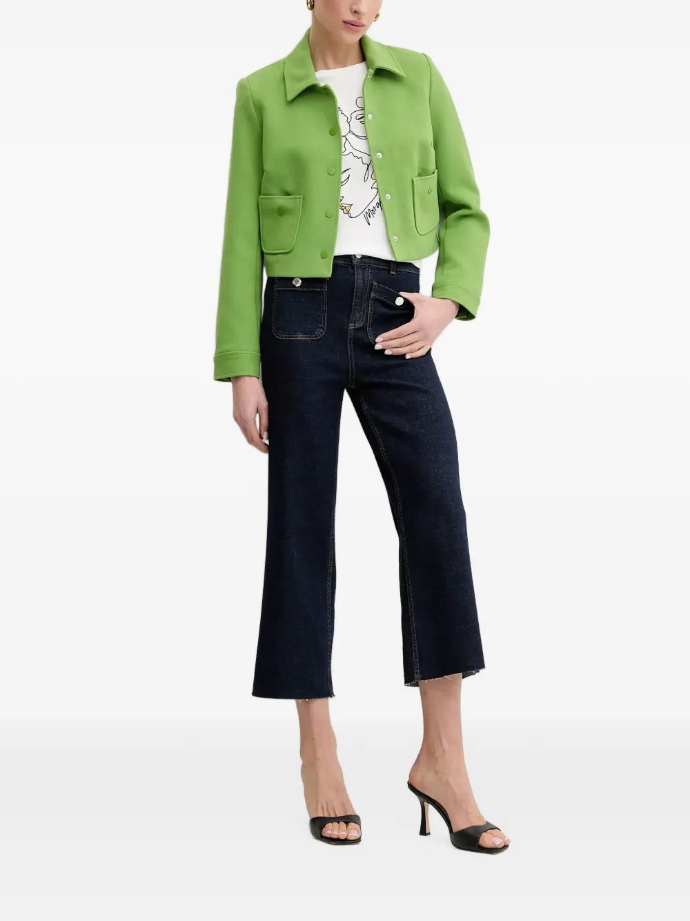 Morgan Button-up cropped jack Groen