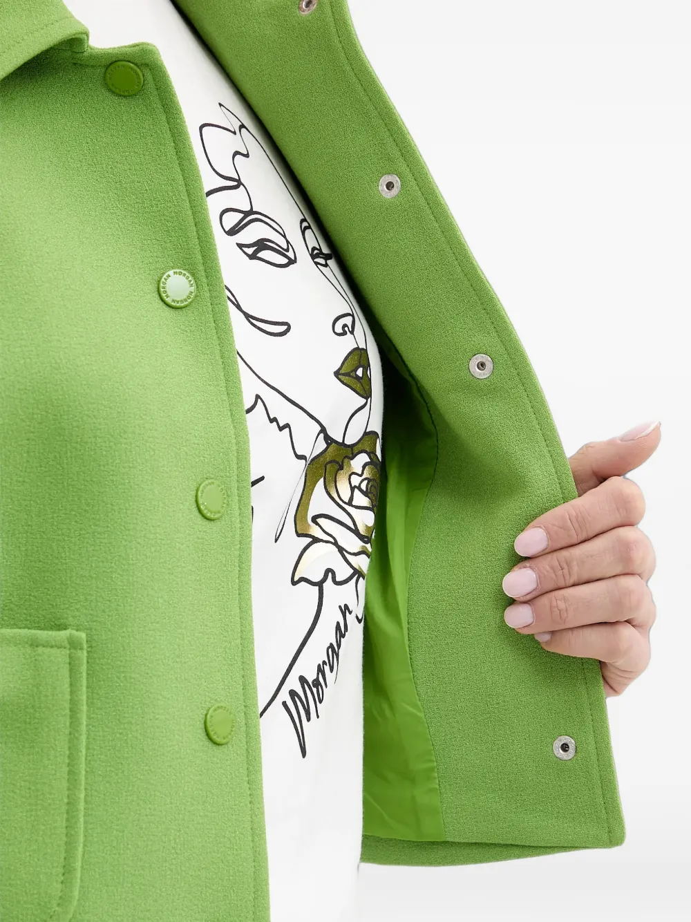 Morgan Button-up cropped jack Groen