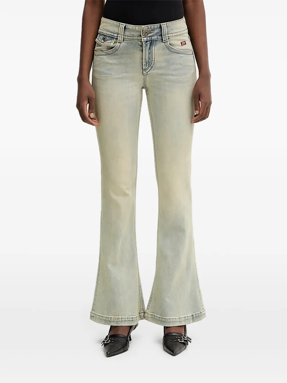 Miss Sixty Zip-pocket Flared Jeans In Green