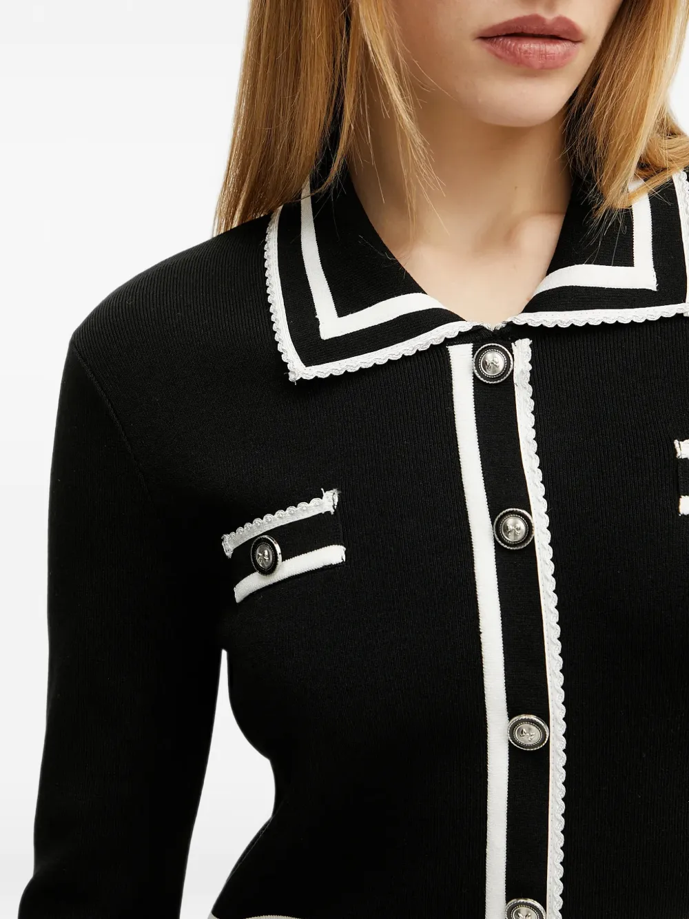 Morgan Mini-jurk met knopen en contrasterende afwerking Zwart