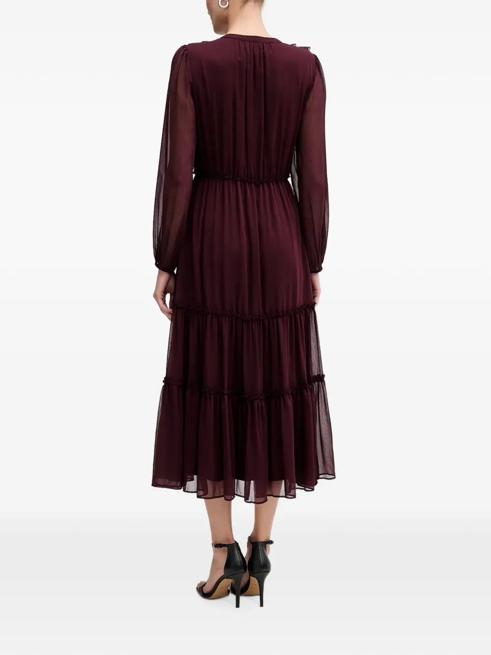 Morgan Midi-jurk met ruches en knoop Rood