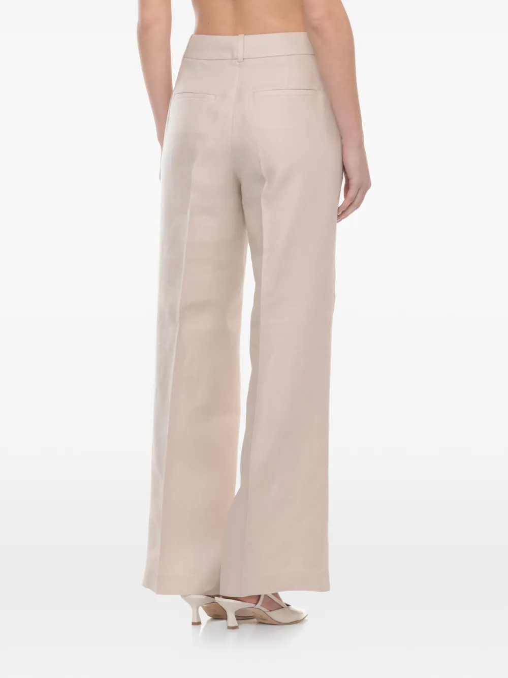 Peserico Broek met wijde pijpen en kralendetail Beige