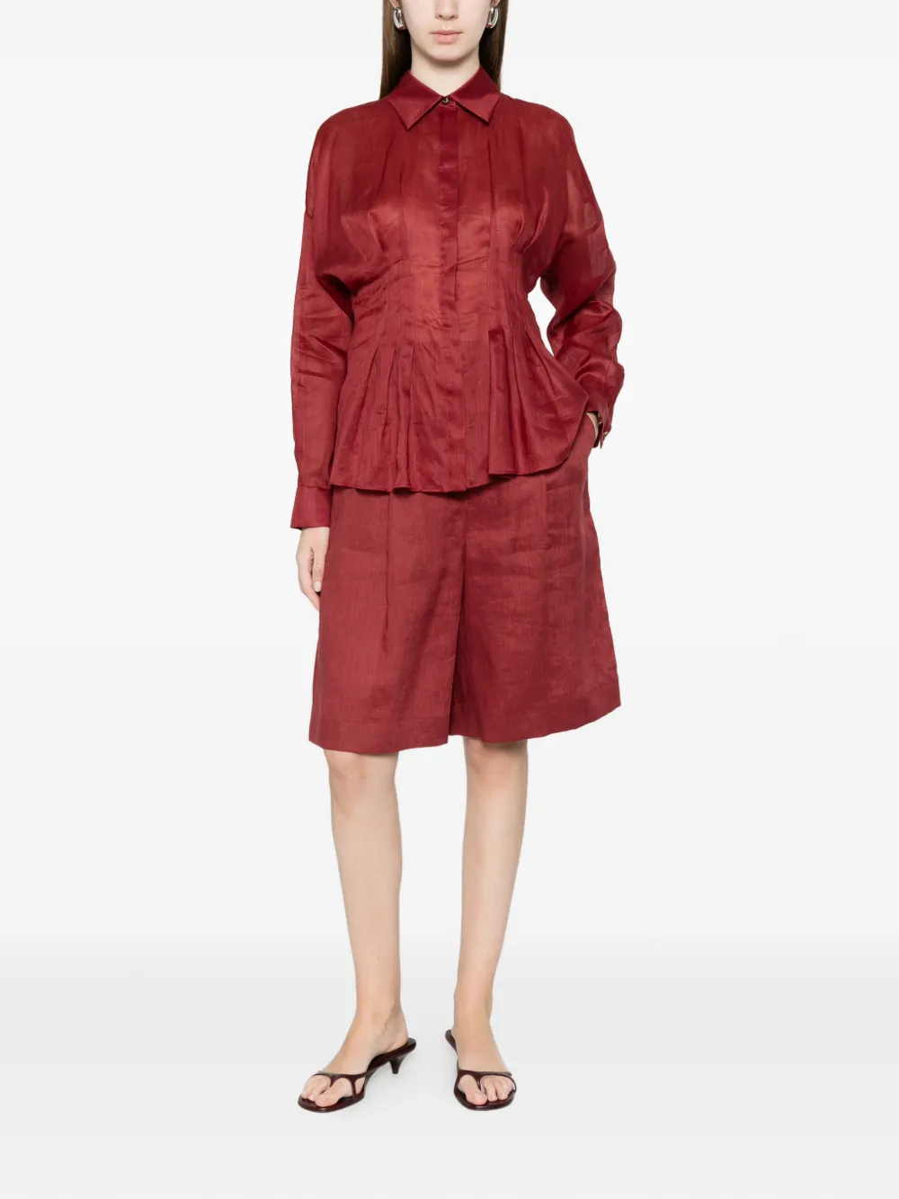 Max Mara Caravan getailleerde knielange shorts Rood