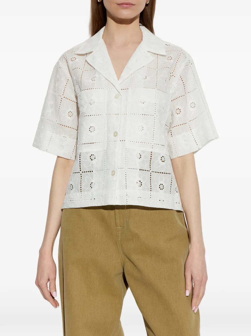  Ps Paul Smith Floral-embroidered Shirt - White 