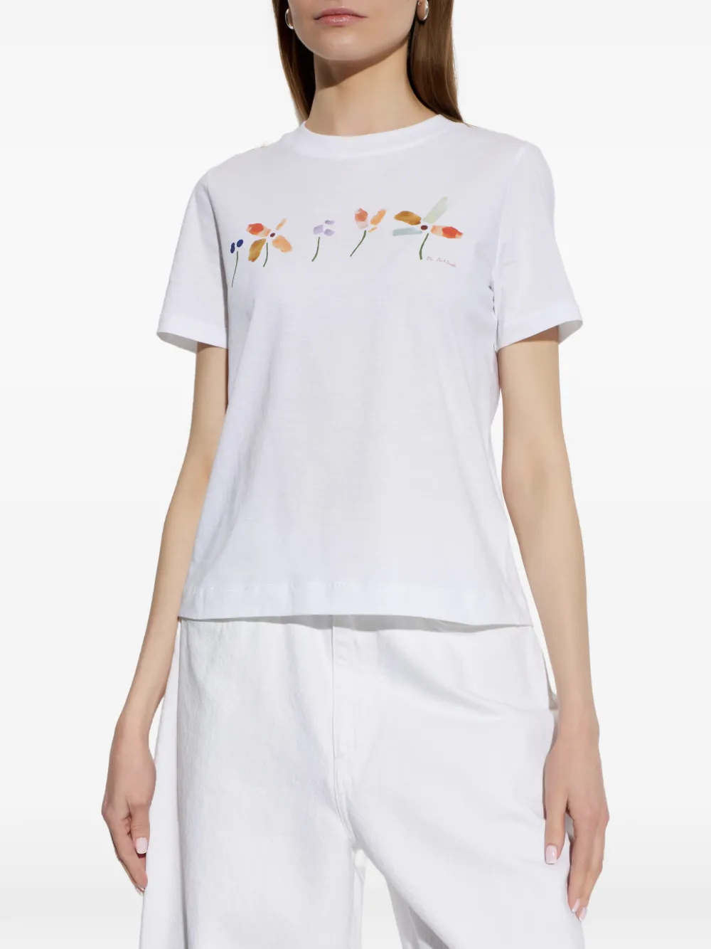  Ps Paul Smith Row Of Flowers T-shirt - White 