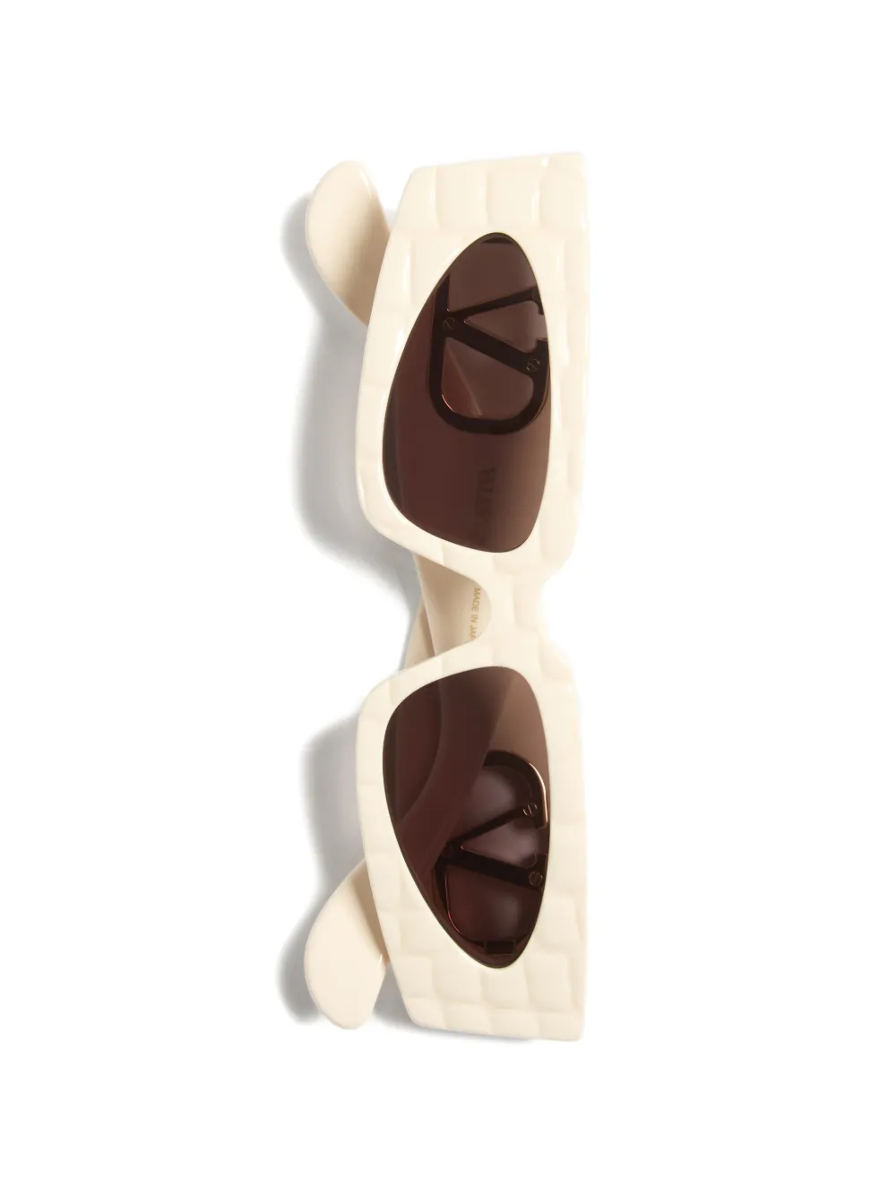 VALENTINO GARAVANI EYEWEAR Zonnebril met rechthoekig acetaat montuur Beige