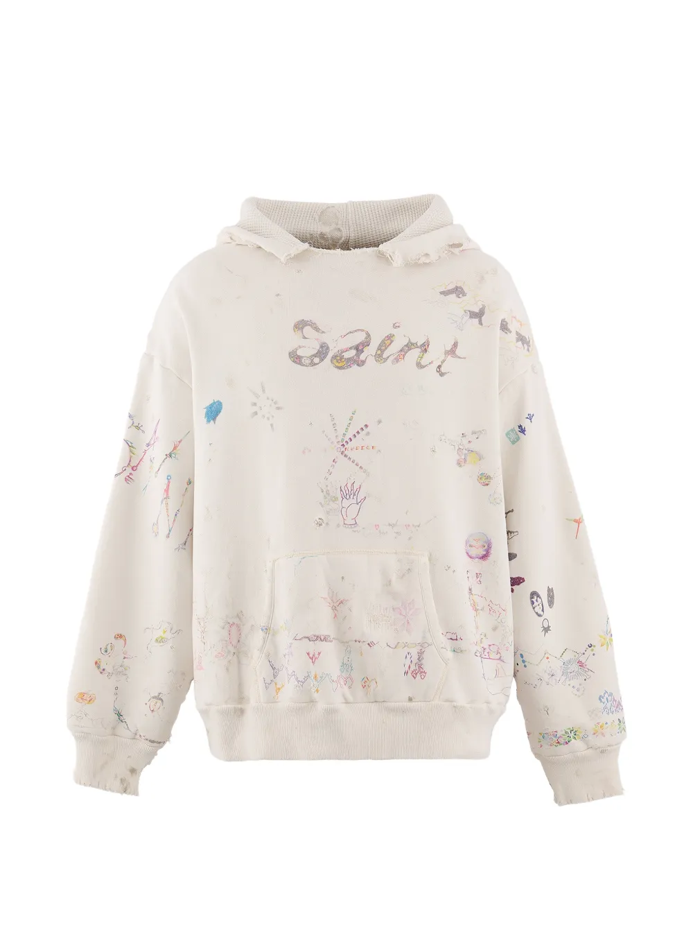 SAINT MXXXXXX graphic-print hoodie - Toni neutri