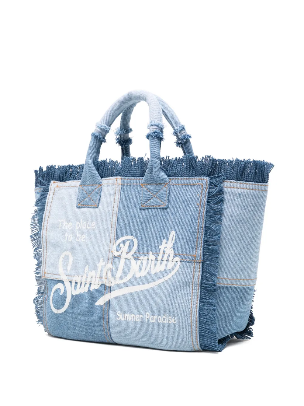  Mc2 Saint Barth Kids Frayed Patchwork Tote Bag - Blue 