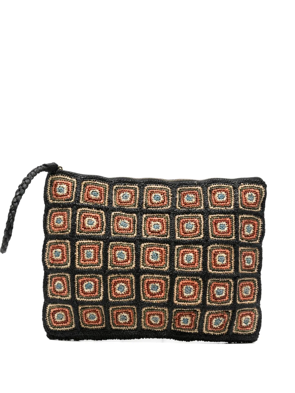 IBELIV patterned woven clutch bag - Nero