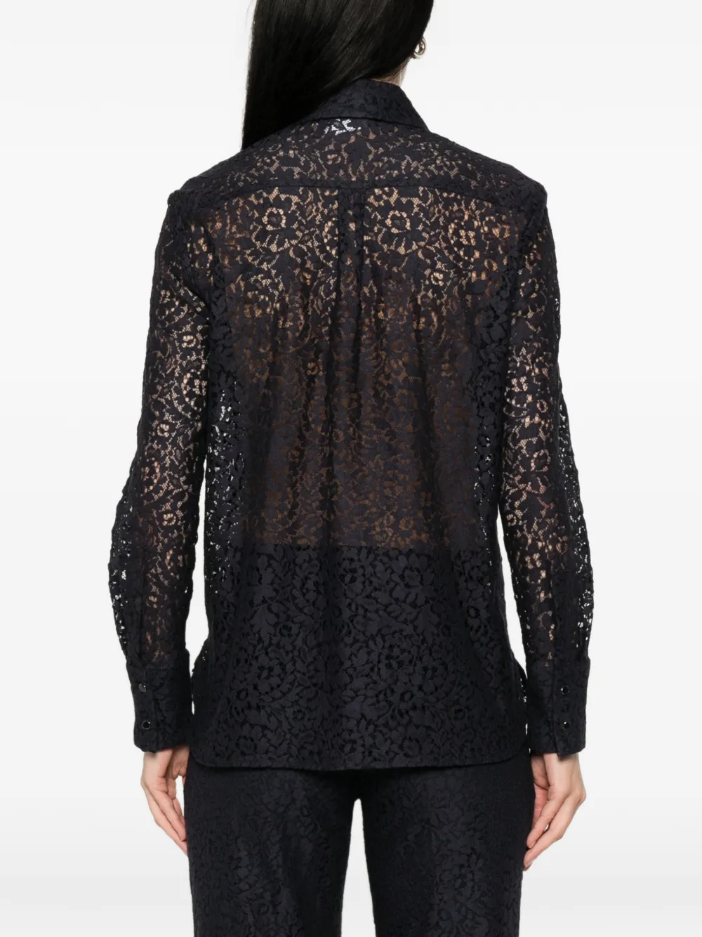 Max Mara Gala blouse met lange mouwen en kant Zwart